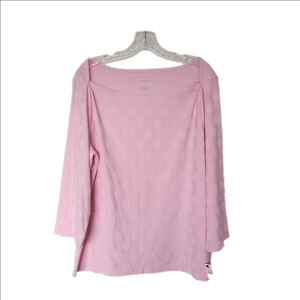 Talbots White Polka Dot Long Sleeve Top